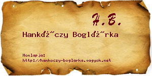 Hankóczy Boglárka névjegykártya